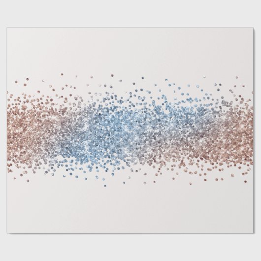 Blauw en Goud Confetti inpakpapier (Vlak)