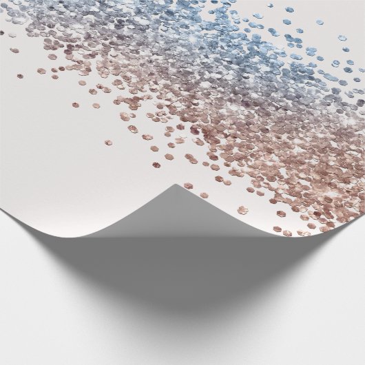 Blauw en Goud Confetti inpakpapier (Hoek)