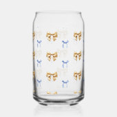 Blauw en Goud Coquette Bow Drinkware Set Blikvorm Glas (Voorkant)
