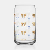 Blauw en Goud Coquette Bow Drinkware Set Blikvorm Glas (Achterkant)