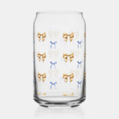 Blauw en Goud Coquette Bow Drinkware Set Blikvorm Glas (Links)