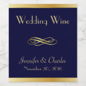Blauw en Goud Custom Wedding Wine Label Wijn Etiket (Enkel label)