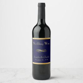 Blauw en Goud Custom Wedding Wine Label Wijn Etiket