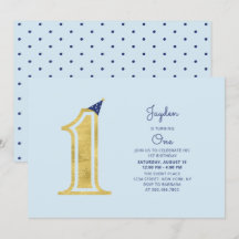 Blauw en goud | Cute Modern Boy 1st Birthday Party