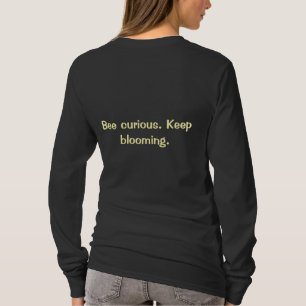 Blauw en goud Dahlia-bij grafische lange mouw shir T-shirt