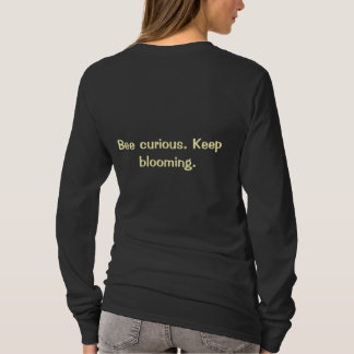 Blauw en goud Dahlia-bij grafische lange mouw shir T-shirt