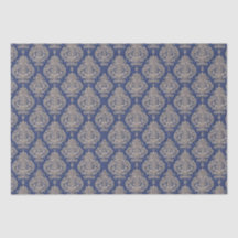 Blauw en Goud Damask Tissue Paper