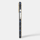 Blauw en Goud Damaskstrepen Case-Mate iPhone Case (Achterkant / Links)