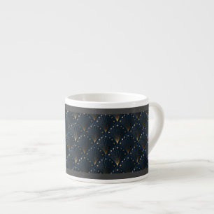 Blauw En Goud Deco Patroon Espresso Kop