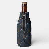 Blauw En Goud Deco Patroon Flesjeskoeler (Fles Achterkant)
