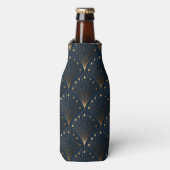 Blauw En Goud Deco Patroon Flesjeskoeler (Fles Voorkant)