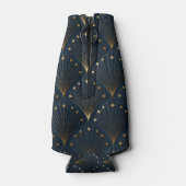 Blauw En Goud Deco Patroon Flesjeskoeler (Achterkant)