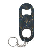Blauw En Goud Deco Patroon Mini Flessenopener (Voorkant)