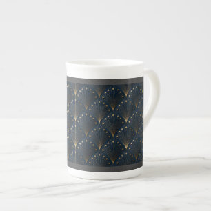 Blauw en goud deco patroon porselein kop