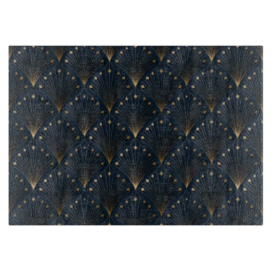 Blauw en goud deco patroon snijplank (Voorkant)