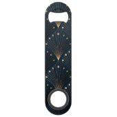 Blauw En Goud Deco Patroon Speed Flessenopener (Achterkant)