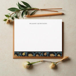 Blauw en Goud Dier Print Notitiekaarten