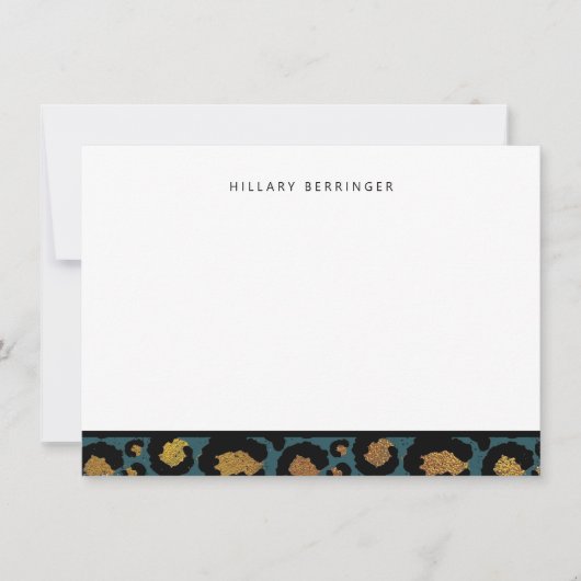 Blauw en Goud Dier Print Notitiekaarten (Voorkant)