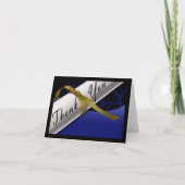 Blauw en Goud Diploma Bedankkaart (Voorkant)