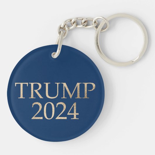 Blauw en Goud Donald Trump 2024 Sleutelhanger (Achterkant)