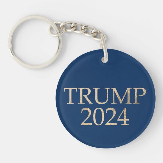 Blauw en Goud Donald Trump 2024 Sleutelhanger (Voorkant)