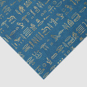 Blauw en goud Egyptische hiërogliefen Tissuepapier (Detail)