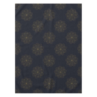 Blauw en Goud Elegant Bloemenpatroon Tafelkleed
