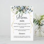 Blauw en Goud Elegant Bloemmotief Rustiek Waterver (Staand voorkant)