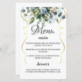 Blauw en Goud Elegant Bloemmotief Rustiek Waterver (Voorkant / Achterkant)