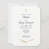 Blauw en Goud Elegant Doop Religieus evenement Kaart (Voorkant)