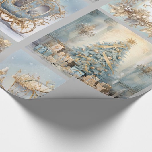 Blauw en goud Elegant inpakpapier (Hoek)