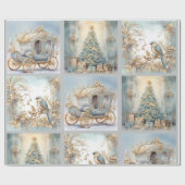 Blauw en goud Elegant inpakpapier (Vlak)