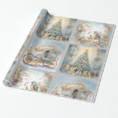 Blauw en goud Elegant inpakpapier (Uitgerold)