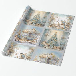 Blauw en goud Elegant inpakpapier