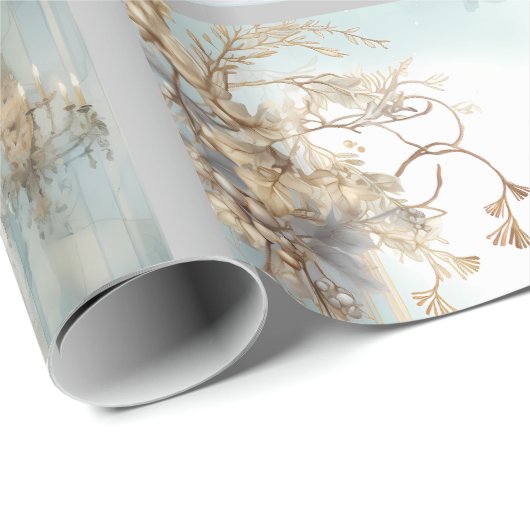 Blauw en goud Elegant inpakpapier (Rol Hoek)