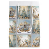 Blauw en goud Elegant inpakpapier Medium Cadeauzakje (Achterkant)