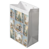 Blauw en goud Elegant inpakpapier Medium Cadeauzakje (Achterkant Gekanteld)