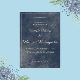 Blauw en goud Elegant, waterverf achtergrond Kaart