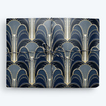 Blauw en Goud Elegante Art Deco Fontein