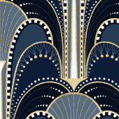 Blauw en Goud Elegante Art Deco Fontein Cadeaupapier