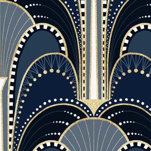 Blauw en Goud Elegante Art Deco Fontein Cadeaupapier