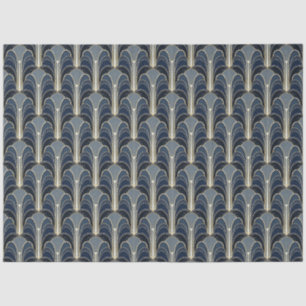 Blauw en Goud Elegante Art Deco Fontein Decoupage Tissuepapier