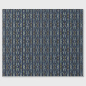 Blauw en Goud Elegante Art Deco Stripe Cadeaupapier (Vlak)