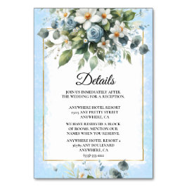 Blauw en Goud Elegante Bloemrijke Landelijke Water Kaart