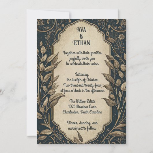 Blauw en Goud Enchanted Willow Kaart (Achterkant)