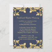Blauw en goud Engels roos Wedding Vow Renewal Kaart (Achterkant)