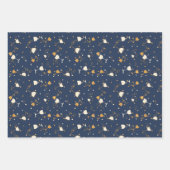 Blauw en goud feestpatroon inpakpapier vel (Voorkant 2)