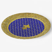 Blauw en Goud Fleur-de-lis Elke Gelegenheid Papieren Bordje (Gekanteld)
