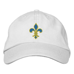 Blauw en Goud Fleur De Lis Pet