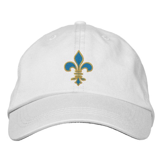 Blauw en Goud Fleur De Lis Pet (Voorkant)